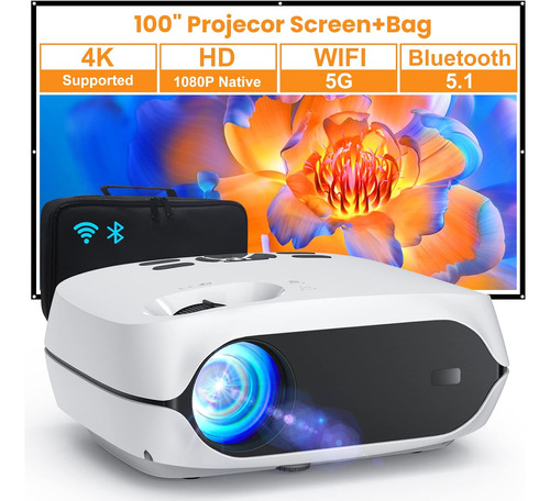 Proyector, Proyector Bluetooth Wifi 5g, Portatil Nativo D...