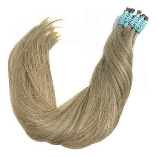 Cabelo Humano Loiro Mesclado Cinza 55 Cm Com 100 Gramas