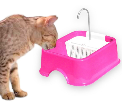 Fonte Bebedor Para Gato Rosa Elétrico Bivolt Furacão Pet