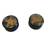 Alargador Plug Em Resina  Preto Estrela Dourado 18mm Par