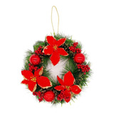 Guirlanda De Porta Feliz Natal Decorada Verde 25 Cm Flor 