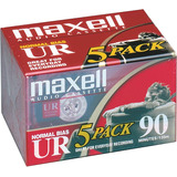 Maxell 108562 Ur-90 Normal Bias Audio Cassettes, 5 Pack