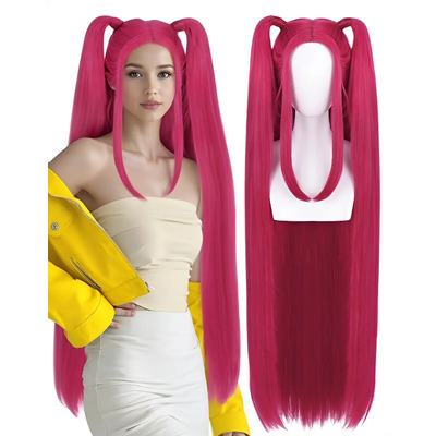Gorra De Peluca + Peluca Larga Y Lisa Rosa Fucsia | Meses sin interés