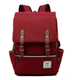 Mochila Cuero Vegano Roja Para Laptop Hasta 14 Pulgadas