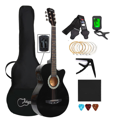 Jidyous-guitarra Acústica De 38 Inch,con Funda  Y Accesorios