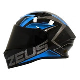 Casco Zeus 826 Glazed Negro Azul Visor Transparente Color Negro-azul Tamaño Del Casco Xl