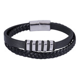 Pulseras Hombre, Brazaletes Cuero, Acero Inoxidable Luckman Diámetro 10 Cm