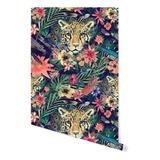 Vinil Decorativo Flor De Lotos Leopardo Tapiz Hd Autoadhesiv