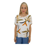 Blusa Remera Lino Estampado Grande Mujer Primavera Verano