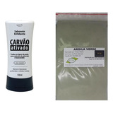 Argila Pura Verde 500g E Sabonete Esfoliante Carvão Ativado