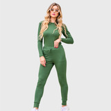 Conjunto Moletinho Manga Princesinha Feminino- Verde Militar