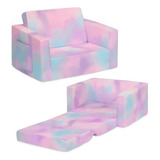 Sofacama Infantil Niños Niñas Plegable Rosa Tie Dye Algodon