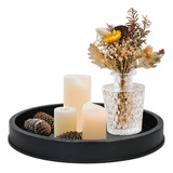 Cozyyrome Bandeja Decorativa Negra Para Centros De Mesa Aux.