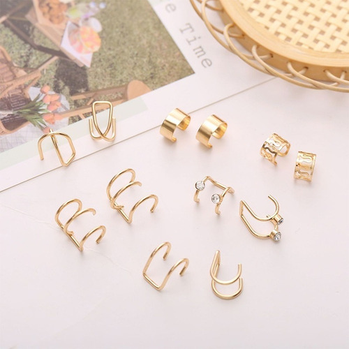 Aretes Ear Cuff Set 12 Piezas Ajustables Sin Perforacion