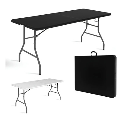 Mesa Cuory Plegable Plástico Tipo Portafolio 1.80m Portátil Jardín Color Negro | Meses sin interés