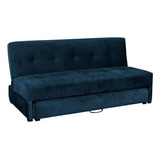 Sofa Cama Reclinable Mateo Con Colchon Inferior Atlas/monaco Color Azul Marino Diseño De La Tela Liso