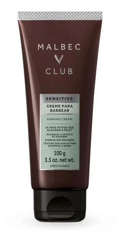 O Boticario Malbec Club Sensitive Creme Para Barbear 100g