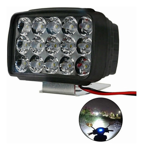 Faro Led Auxiliar Moto 15 Led Blanco Frio Profundidad