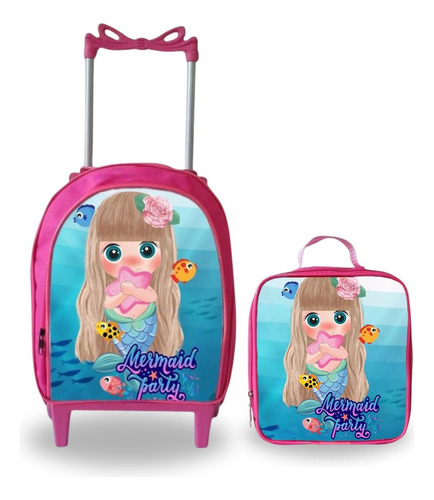 Kit Mochila Rodinha Infantil Pequena Menina Menino Lancheira