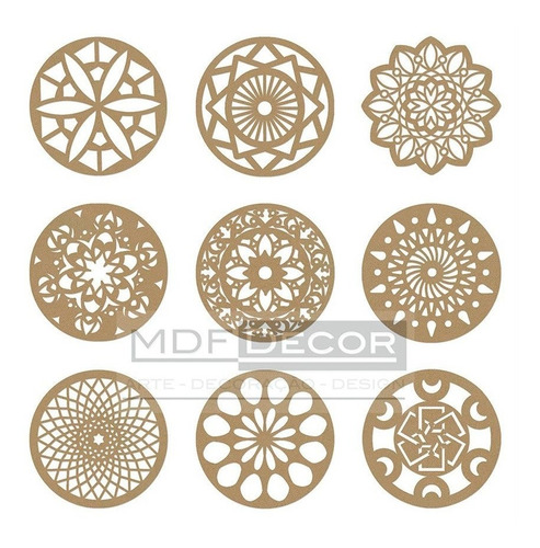 10 Mandalas Mdf 3 Mm Cru Escultura De Parede 15 X 15 Cm