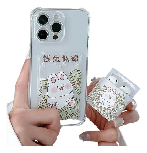 Fortune Rabbit Case For iPhone For AirPods 2 Piezas