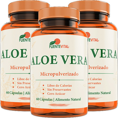 3x Aloe Vera 435mg 60 Cap Estreñimiento Acidez Ulcera Digest Sabor Neutro