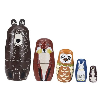 Muñeca Rusa Matryoshka De Madera Apilable Figuras Animales | Meses sin interés