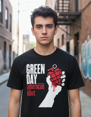 Playera Negra Algodón Green Day American Idiot Bandas Rock | Meses sin interés