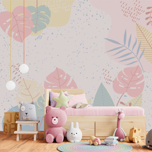 Papel De Parede Infantil Folhas Autocolante - 13m² Vr273