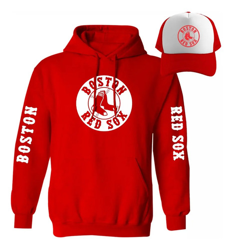 Kit Sudadera + Gorra Sublimada Modelo Boston Red Sox