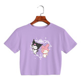 Crop Top Lila Niña - Kuromi Y My Melody - Sanrio Kawaii