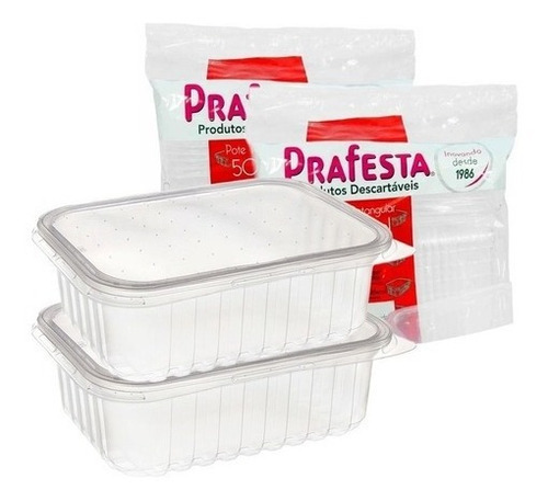 Pote Descartável 750ml Freezer Microondas Marmita - 24 Un. Cor Transparente