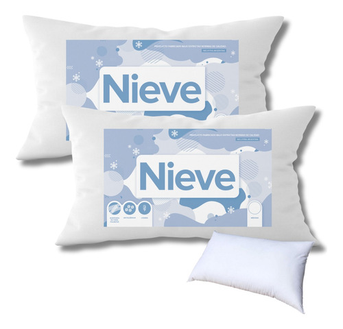 Combo X2 Almohada Real Nieve Fibra Virgen Siliconada 70x40