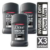 Desodorante Dove Men Barra Invisible Dry Pack De 3 Unidades Fragancia Invisible Dry