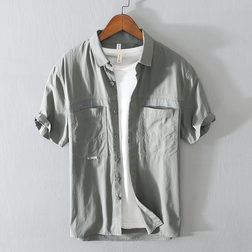 Camisa Literaria Casual De Trabajo Para Hombre, Camisa Gris