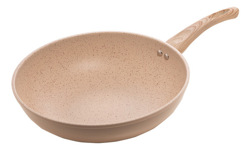 Frigideira Wok 28cm Indução Rev Cerâmico Granilite Bege Lyor