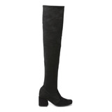 Bota Bucanera Elastizada Mujer Gamuza Taco Bajo 6cm Invierno