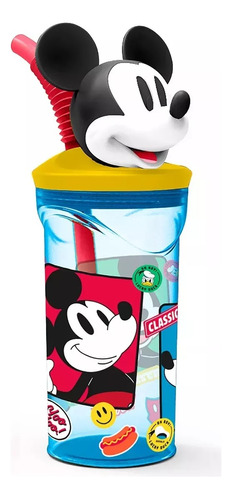 Vaso Toma Jugo Con Bombilla Figura 3d Disney Intek