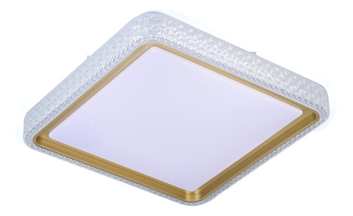 Plafon Led Cristal Quadrado Branco/dourado 36w Com Controle