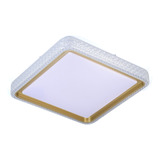 Plafon Led Cristal Quadrado Branco/dourado 36w Com Controle