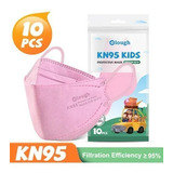 10 Cubrebocas Kn95 Escolares Para Niños Y Niñas Marca Elough Color Rosa