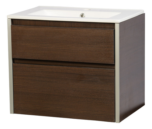 Mueble Baño Moderno Flotante Marrón Vanitory Loza Cerámica