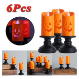 6 Piezas Halloween Led Vela Luz Calabaza Decoración Fiesta