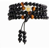 Pulsera De Obsidiana Vintage 108,cuerdas De Cuentas De Buda