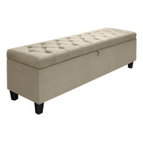 Recamier Puff Baú P Cama Queen Organizador Sued  - 1,55cm