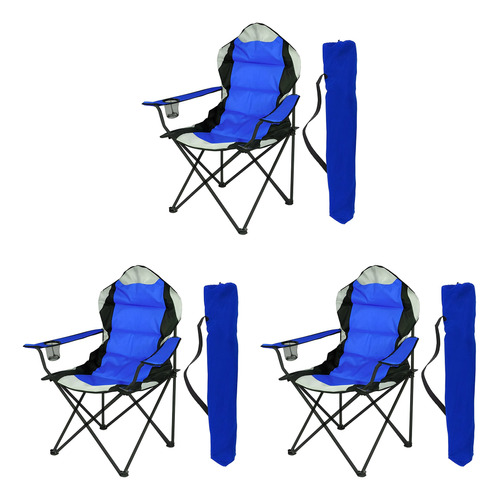 Sillón Director Silla Plegable Camping Reforzado Set X 3