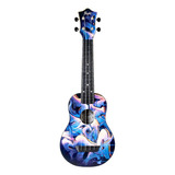 Ukelele Soprano 15 Trastes Con Funda Flight Tus-40 Graffiti Color Azul