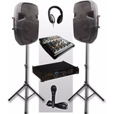 Combo Sonido Premium Dj Mixer+potencia Bafles Mic 