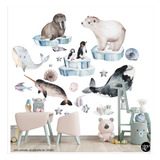 Vinilo Troquelado Infant Animales Artic Acuarela Pl 130x80cm