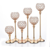 Wocadle 6pcs Juego De Candelabros De Cristal De Oro Para Cen